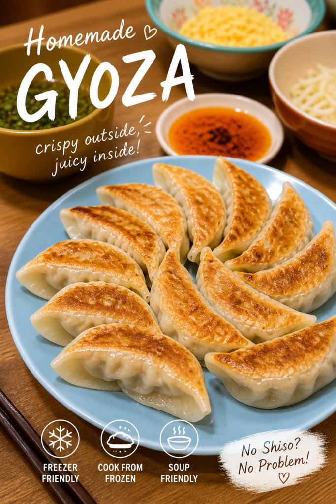 crispy homemade japanese gyoza dumplings on plate