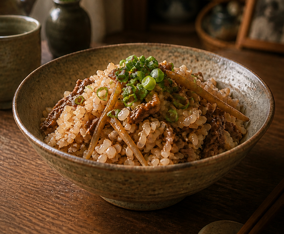 Japanese Beef and Burdock Rice (My Mom’s Simple Recipe)